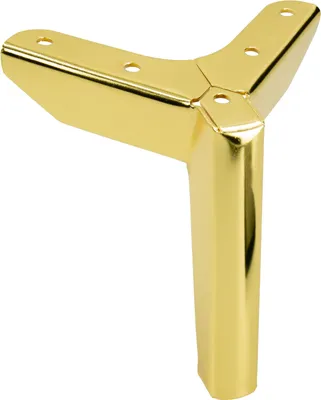 Image de Elégant pied de meuble métallique Loft en chrome doré, hauteur 12 cm, design stylé pour un intérieur glamour, avec protection anti-rayures pour le sol.