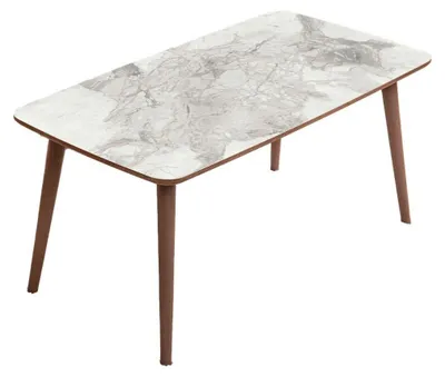 Produktbild von CALICOSY -  Couchtisch mit rechteckiger Platte in weißer Marmoroptik L100 cm - LIORA
