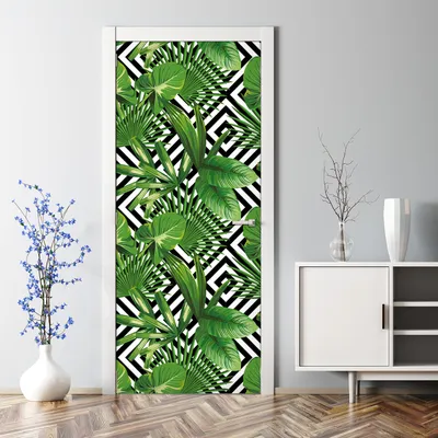 Produktbild von Dekorative Türaufkleber selbstklebend Klebefolie Aufkleber Tropische Blätter 77 x 200 cm