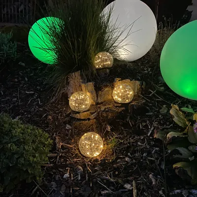 Obrázek produktu pro HI Sada 4 LED solárních praskajících skleněných lamp Solární osvětlení s hrotem
