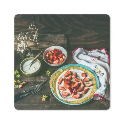Produktbild von MuchoWow® Mauspad Mousepad Erdbeere - Rustikal - Obst - Rustikale Blumen 20x20 cm - Mousepads - Maus Mat - Pad - Mausunterlage - Desk Mat - Bureauartikeln