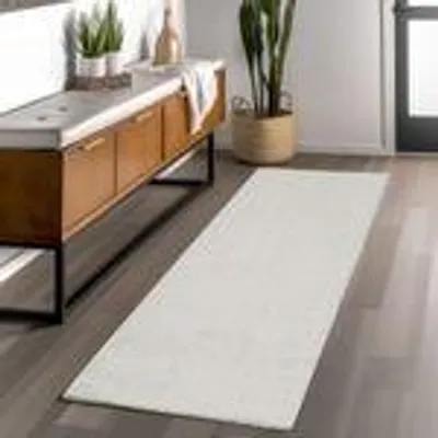 Obrázek produktu pro Schlingenteppich Schlafzimmer Einfarbig Meliert Design, Größe: 80 x 250 cm, Farbe: Creme