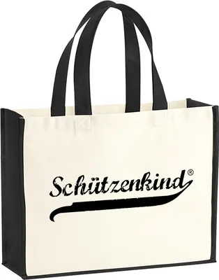 Produktbild von Huuraa Jutetasche Schützenkind Vintage 21 Liter Black Jute und Baumwolle Einkaufstasche Geschenkidee