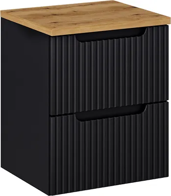 Produktbild von Waschtischunterschrank 50.4cm Riva mit 2 Schubladen, Schwarz und Holzoptik