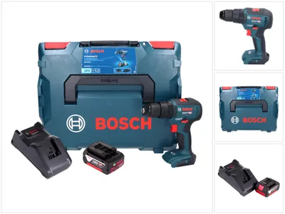 Image de Bosch GSB 18V-55 Professional Perceuse-visseuse à percussion sans fil 18 V 55 Nm Brushless + 1x batterie 4,0 Ah + chargeur + L-Boxx