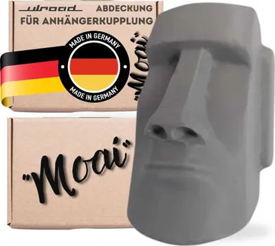 Produktbild von Abdeckung Anhängerkupplung lustig Moai Deko Anhänger Kupplung Kappe I Kugelkopfabdeckung Abschlepphaken Auto Wohnmobil Zubehör Anhängerkupplungskappe