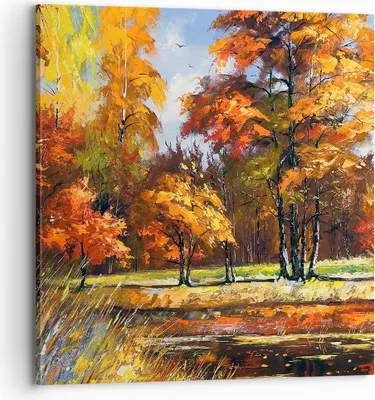 Produktbild von Bild auf Leinwand - Leinwandbild - Park Herbst Wasser - 70x70cm - Wand Bild - Wanddeko - Wandbilder - Leinwanddruck - Bilder - Kunstdruck - Wanddekoration - Leinwand bilder - Wandkunst - AC70x70-3536