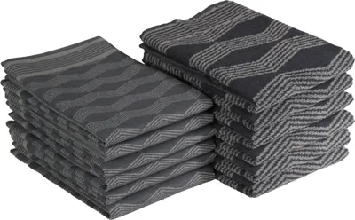 Produktbild von DoubleDry 12er Set Geschirrtücher und Küchtentücher Set - 100% Baumwolle - 6x 50x70cm und 6x 50x50cm - Graphic, Grau