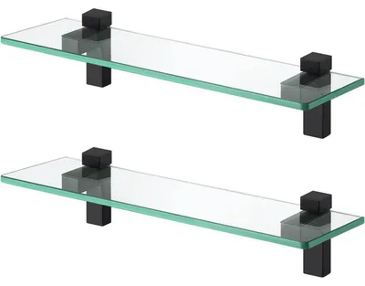 Immagine prodotto di Piatto doccia in vetro, 8 mm, nero opaco, 2 pezzi, 40 cm, da montare a parete