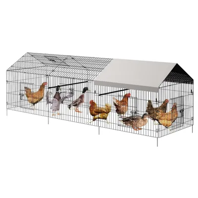 Zdjęcie produktu dla Metalowy Kurnik 218 X 102 X 102 Cm Wybieg Dla Kur Do Ogrodu Przenośna Klatka Dla Drobiu Na Zewnątrz Do Podwórka I Gospodarstwa