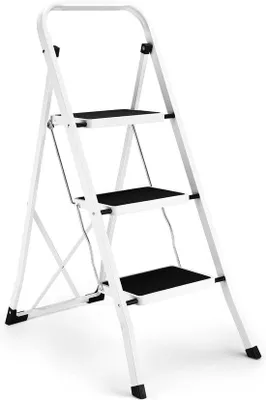 Productafbeelding van Famanu 3-traps ladder met antislip treden - Wit