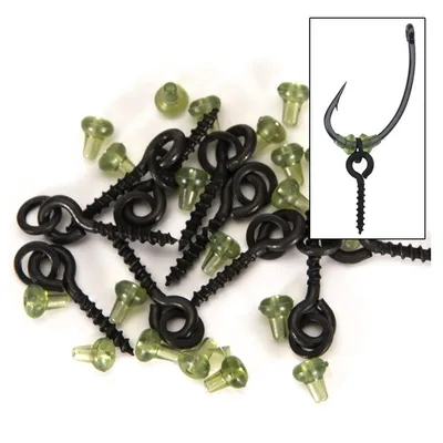 Produktbild von Angelzubehör Karpfenangeln Hook Köderstopper Set, 100 Bait Screws + 100 Hook Beads, für Ronnie Rig, Terminal Tackle