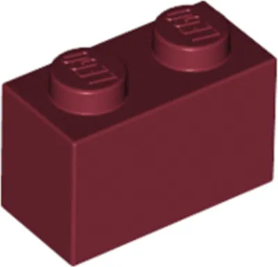 Image de Brique LEGO 1x2 (3004), rouge foncé, 1x