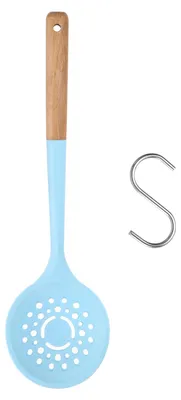 Silikon-Kochlöffel mit Holzgriff, 33 cm, blau