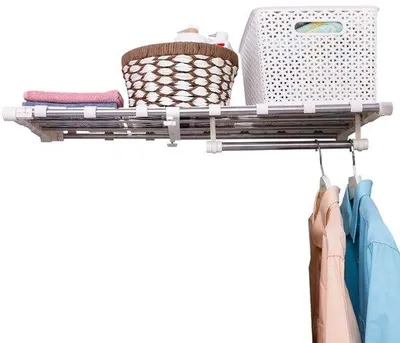 Produktbild von Unyqoos® Ausziehbares & verstellbares Aufbewahrungssystem 55–90 cm, Edelstahlrohre & ABS, 20 kg Tragkraft, werkzeuglose Montage – platzsparender Organizer für Kleidung, Bad, Küche
