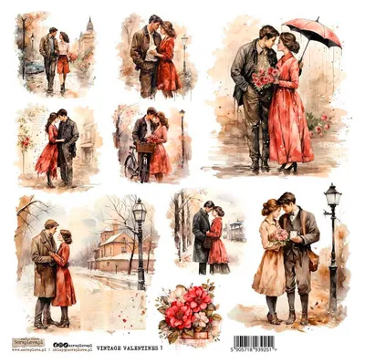 Image de AUTOCOLLANTS ScrapLove - Autocollants décoratifs - Vintage Valentines 1 en amour