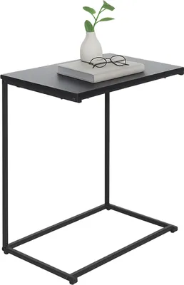 Immagine prodotto di Tavolino Relaxdays, a forma di C, piano ampio, A x L x P: 60 x 55 x 35 cm, tavolino da divano da infilare sotto, ferro, nero
