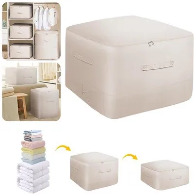 Image de Lot de 6 sacs sous vide pour vêtements, 50 x 70 cm, sangles de serrage réutilisables, sacs de rangement peu encombrants pour le linge de maison