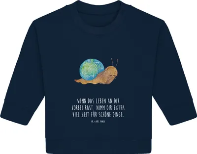 Produktbild von Mr. & Mrs. Panda Organic Baby Pullover Schnecke Sir 6. - 12. Monat - French Navy - Geschenk, Lebenseinstellung, Schnecken, Weisheit, Zeit nehmen, Bullover, Motivation