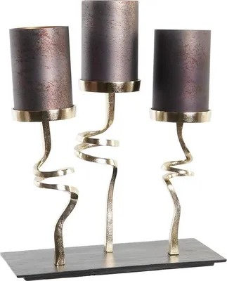 Produktbild von Kerzenschale DKD Home Decor Kristall Grau Gold Aluminium (37 x 16 x 47 cm)