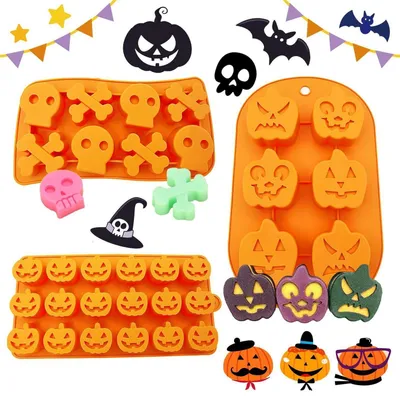 Produktbild von Silikon-Backformen Halloween 3 Stück für Schokolade, Gelee, Eiswürfel