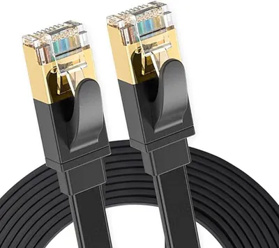 Produktbild von Elfcam - 3,5m Ethernet-Netzwerkkabel Cat 8, Flach Schwarz LAN WAN, Cat8 SFTP 28AWG, 2000MHz 40Gbps mit Hochwertigen RJ45-Steckern