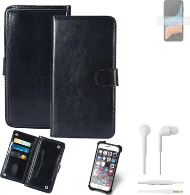 Produktbild von K-S-Trade 360° Hülle kompatibel mit Samsung Galaxy XCover6 Pro inkl. Headphones schwarz Kunstleder Case BookCase WalletCase Kunstlederederhülle