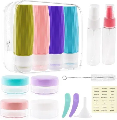 Produktbild von Reise-Set mit Navulbaren Silikonflaschen, Lekfrei und -frei, 90 ml