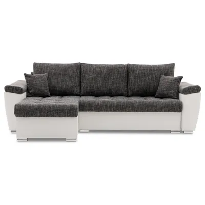 Produktbild von Ecksofa VEGAS 250/160 LINKS mit schlaffunktion und Bettkasten - L-förmig - Eckcouch in modernem Design Dunkelgrau & Weiß