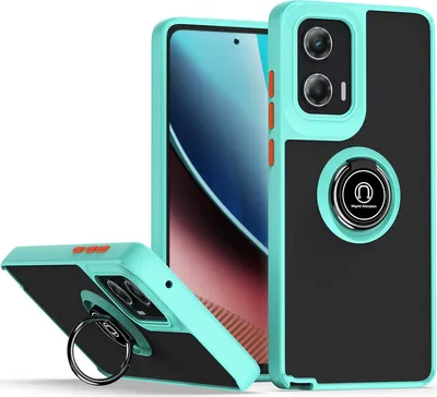 Produktbild von Hülle für Motorola Moto G Stylus 5G (2024) Ring Halter Ständer Matte Transluzent TPU Bumper Stoßfest Schutzhülle Hellblau