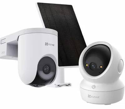 Produktbild von EZVIZ HB8 Lite 2K+ Außenkamera mit Solarpanel + H6c Pro 4K Innenkamera – 360° Pan & Tilt – WLAN