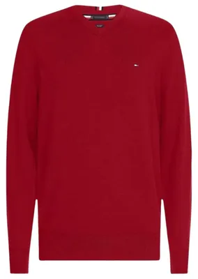 Produktbild von Tommy Hilfiger - Pullover Top für Herren, V-Ausschnitt, Baumwollmischung NA544 (M) (Rot)