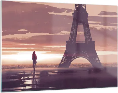 Produktbild von Bilder auf glas - Paris Stadt Nacht - 120x80cm - Glasbilder - Wandbilder - Kunstdruck - zum Aufhängen bereit - Wanddekoration aus Glas - Glas Bilder - Wandbild auf Glas - Einteilig - GAA120x80-4104