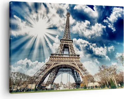 Produktbild von Bild auf Leinwand - Leinwandbild - Architektur gebäude stadt eiffel - 70x50cm - Wand Bild - Wanddeko - Leinwanddruck - Bilder - Kunstdruck - Wanddekoration - Leinwand bilder - Wandkunst - AA70x50-2435