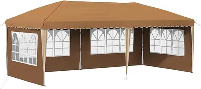 Immagine prodotto di Tenda pop-up 3x6 metri, gazebo pieghevole con 4 pareti laterali e borsa per il trasporto, gazebo da giardino in acciaio con altezza regolabile, ideale per eventi e feste in giardino, colore beige