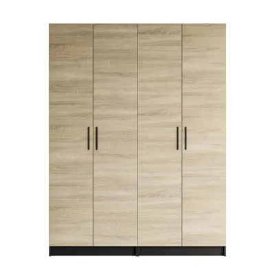Produktbild von Viertüriger Kleiderschrank NORA mit Griffen, Schwarz / Sonoma