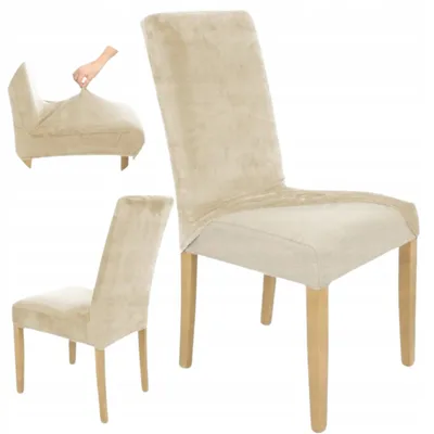Produktbild von Stuhlhusse Stretch Kaschmir - Samt - Universal - Esszimmer Stuhlbezug - 1 Stück