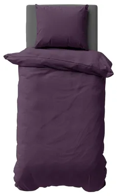 Produktbild von 2 teilige Uni Bettwäsche 155x220 cm Mikrofaser Aubergine Lila Bettbezug Garnitur Set