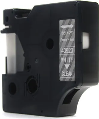 Zdjęcie produktu dla JetWorld Dymo D1 Biały na Przezroczystym 9mm x 7m LM100 LM100Plus
