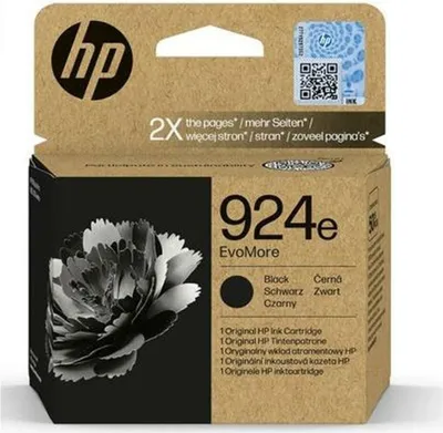 Obrázok produktu pre HP Čierna originálna atramentová kazeta 924e EvoMore, Vysoký (XL) výnos, Čierna, 1 kusov, 1000 strany, Balenie po jednom kuse