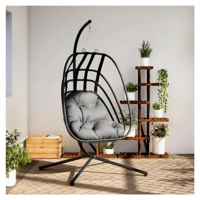 Produktbild von Hängesessel mit Ständer in Anthrazitstahl für Wohnzimmer, Schlafzimmer und Büro
