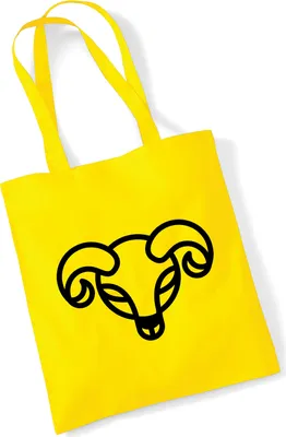 Produktbild von Huuraa Jutebeutel Widder Sternzeichen Symbol 10 Liter Yellow Baumwolle Tasche Geschenkidee