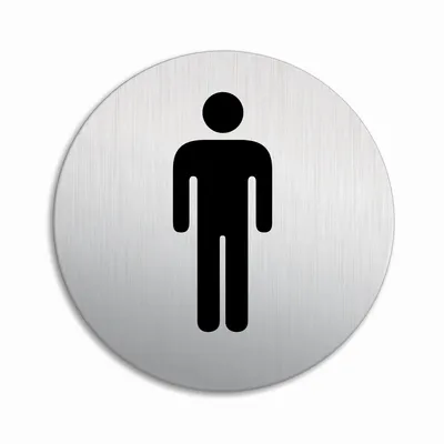 Produktbild von Schild Herren Umkleide WC Toilettenschild Ø 100 mm Stärke 1 mm Aluminium Edelstahloptik selbstklebend