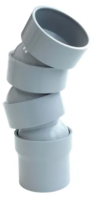 Produktbild von INEFA Flexibler Regenrohrbogen, PVC DN50 / 50mm 45-67 Grad, 3 Bogenstücke Grau Dachrinnenzubehör, einfache Steckmontage,  Germany