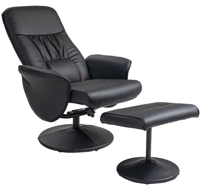 Productafbeelding van Relaxfauteuil - Fauteuil - Leunstoel - Voetenbank - Zwart - Manueel Verstelbare Rugleuning 145°