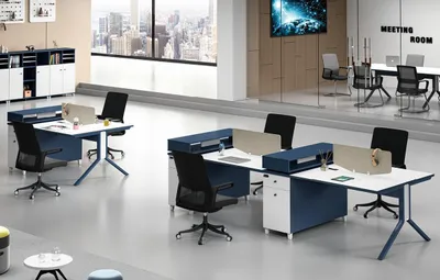 Zdjęcie produktu dla Biurko Meble biurowe Meble Stoły Call center drewno 4 stanowiska pracy Biurko
