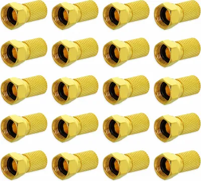 Produktbild von Sat F-Stecker 6,5 - 7 mm + Dichtungsring vergoldet TV Koaxialkabel Antennenkabel[20 Stück]