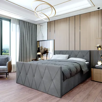Produktbild von Boxspringbett Doppelbett CLERMONT  - 120x200cm Bett mit Bonellmatratze, mit Bettkasten f r Bettw sche und Topper. Gepolstertes Kopfteil und Fussteil mit einer eleganten Steppung verziert (Cloud 91)