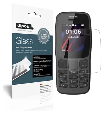 Produktbild von 2x Schutzfolie für Nokia 106 (2018) matt - Anti-Shock 9H Folie dipos Glass