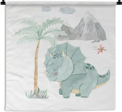 Produktbild von MuchoWow® Wandteppich Wandbehang Kinderzimmer - Baum - Dinosaurier - Junge - Mädchen - Kinder 150x150 cm Tapisserie Dekoration Wandtuch - Wohnaccessoires - Modernes